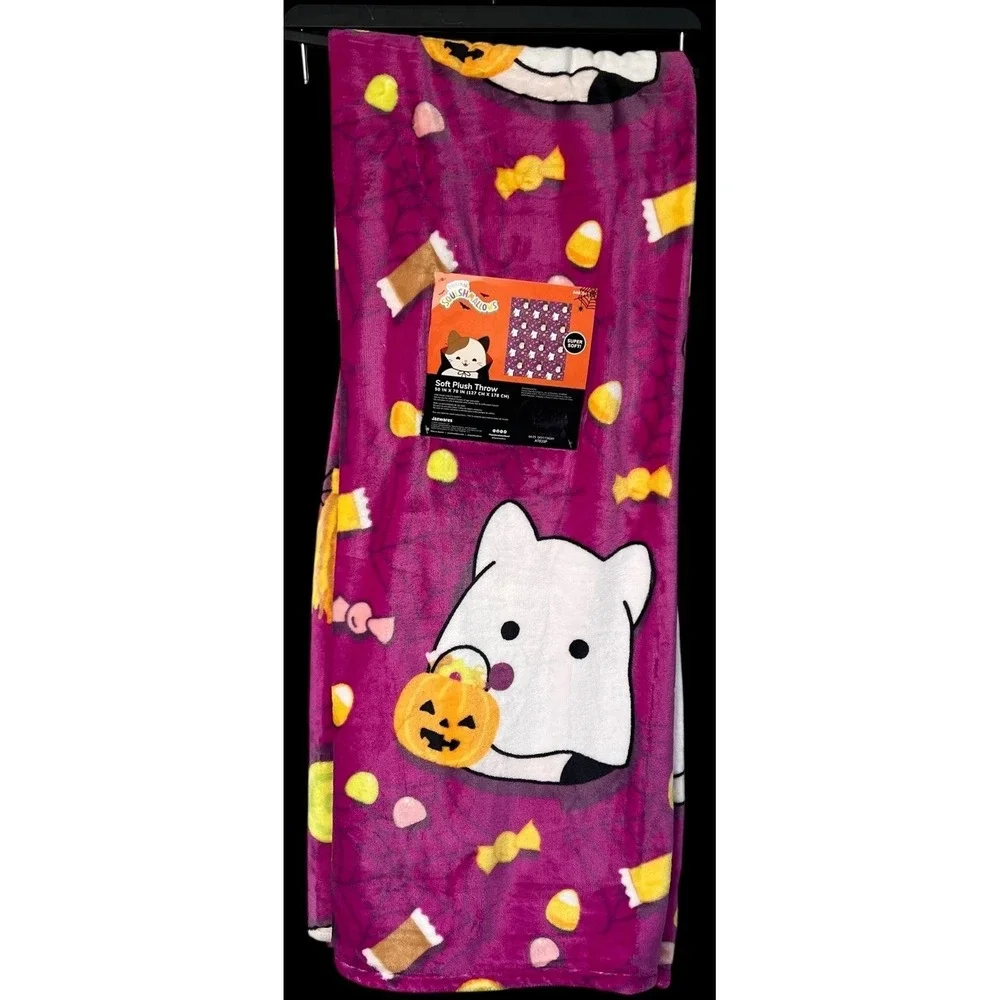 Squishmallow Halloween Blanket 2025 Purple Witch Ghost Cat Viral Plush Throw
